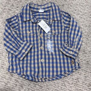 5 for $25 SALE 🎉  Blue and Tan Plaid Button-Front Kids Shirt- baby gap